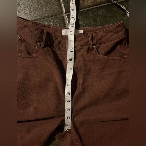 Twik by Simons Organic Cotton Wide‑Leg Brown Pants Y2K style Folk Fit Size 26 - Picture 6 of 9